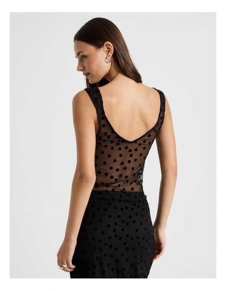 Polka Mesh Cami in Jet Black image 6