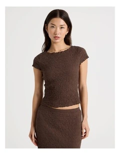 Textured Cap Sleeve Top in Bracken