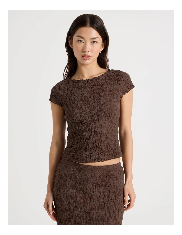 Textured Cap Sleeve Top in Bracken image 1