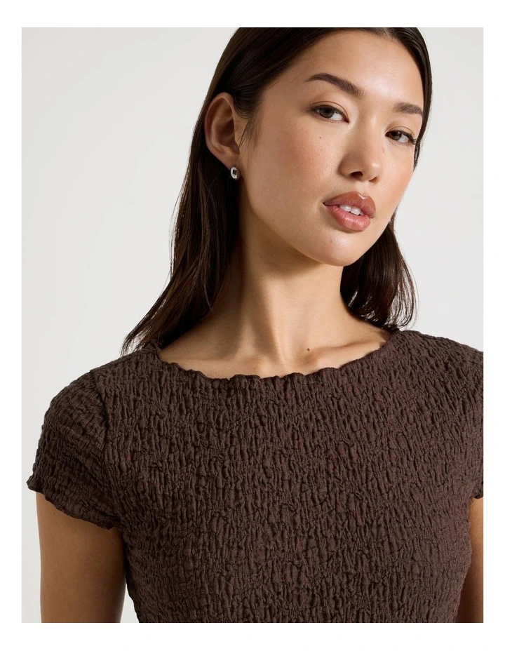 Textured Cap Sleeve Top in Bracken image 2