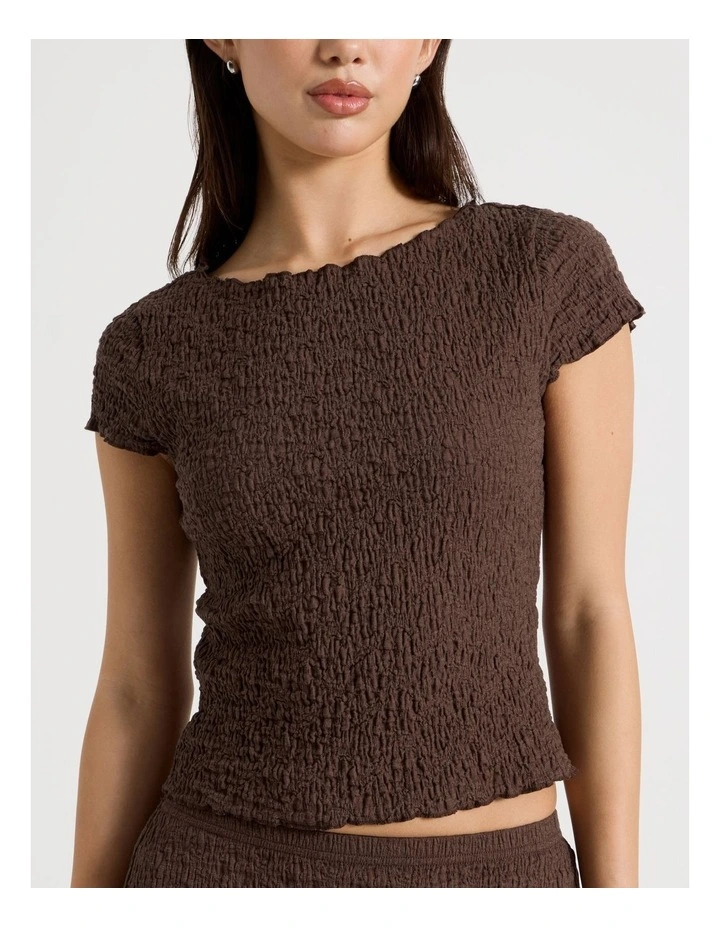 Textured Cap Sleeve Top in Bracken image 4