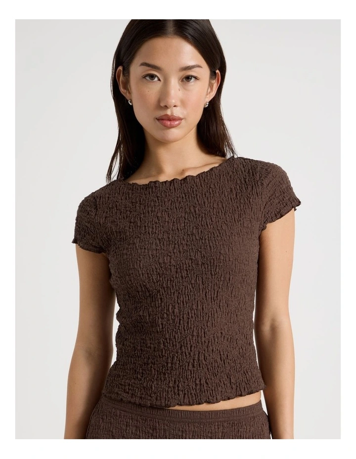 Textured Cap Sleeve Top in Bracken image 5