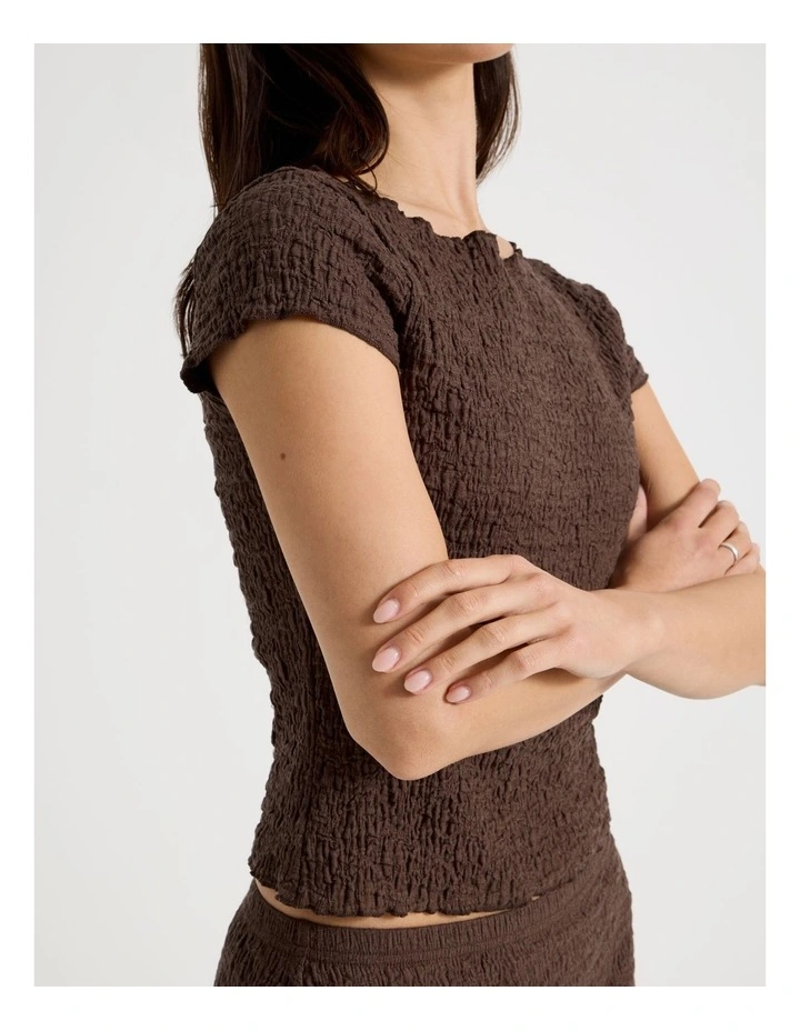 Textured Cap Sleeve Top in Bracken image 7