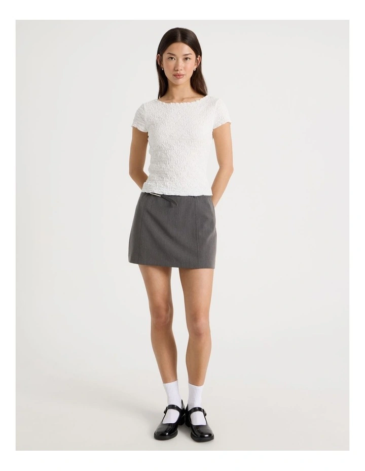 Textured Cap Sleeve Top in Snow White image 2