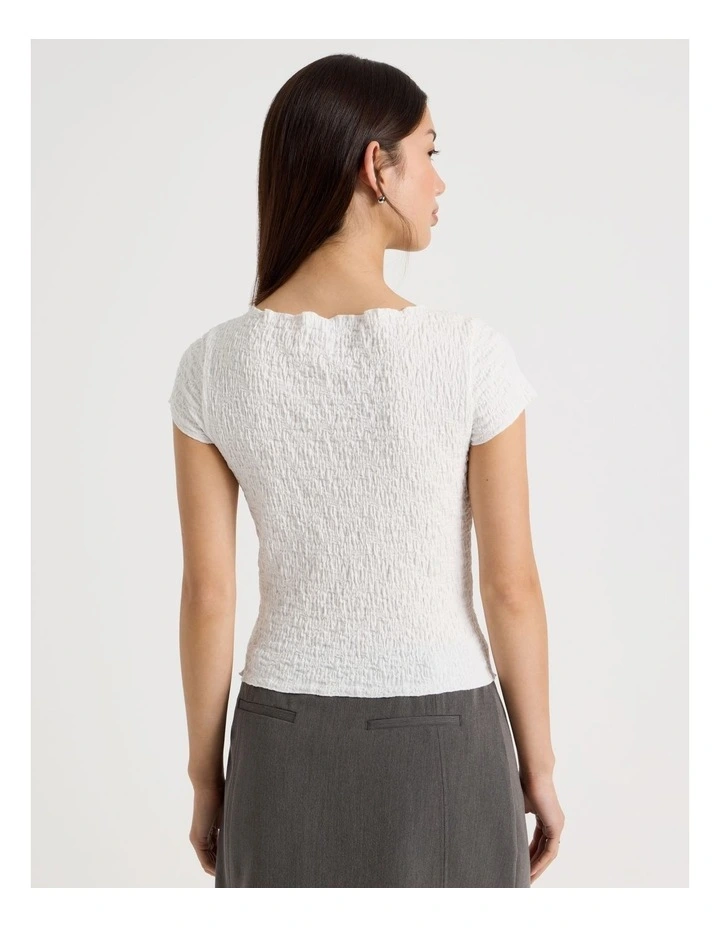 Textured Cap Sleeve Top in Snow White image 6