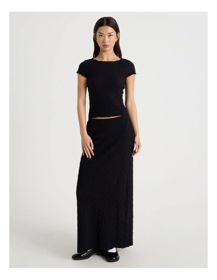 Textured Cap Sleeve Top in Jet Black image 2