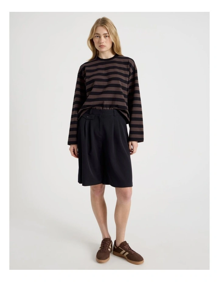 Long Sleeve Tee in Bracken and Jet Black Stripe image 2