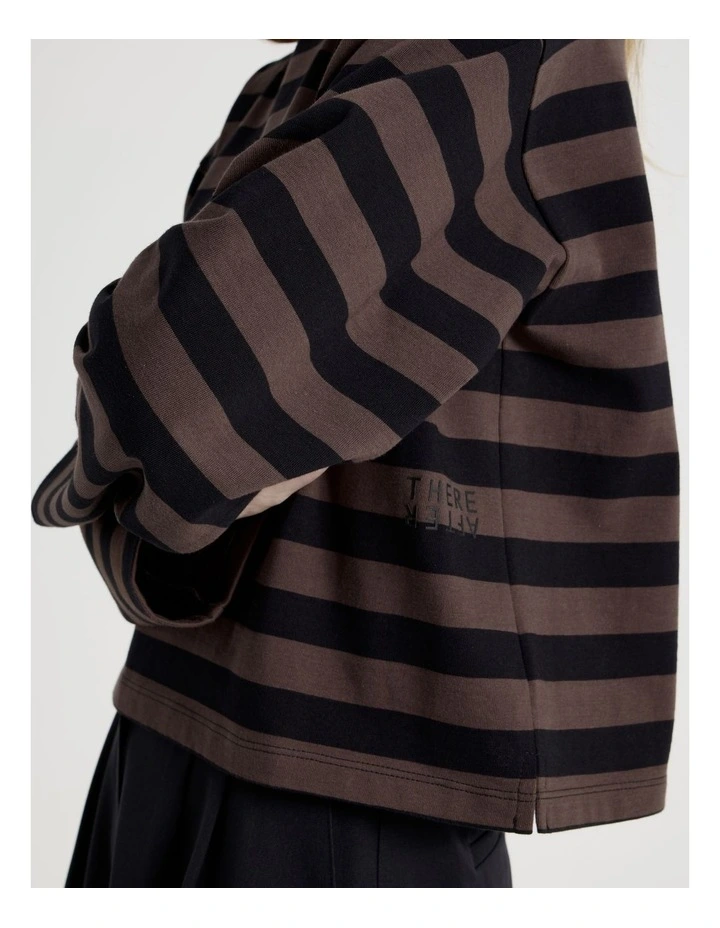 Long Sleeve Tee in Bracken and Jet Black Stripe image 3