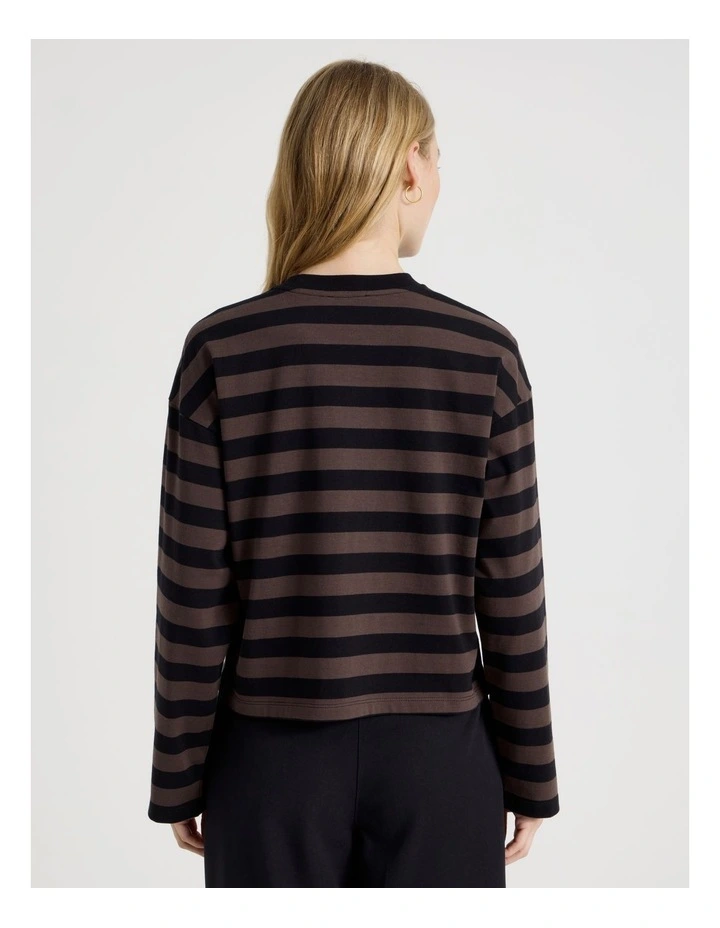 Long Sleeve Tee in Bracken and Jet Black Stripe image 5