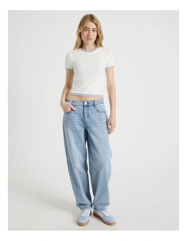 Double Layer Tee in Snow White and Grey Marle image 2