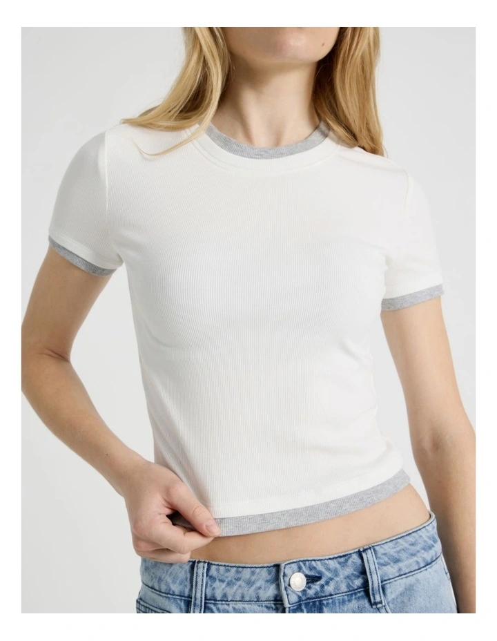 Double Layer Tee in Snow White and Grey Marle image 4