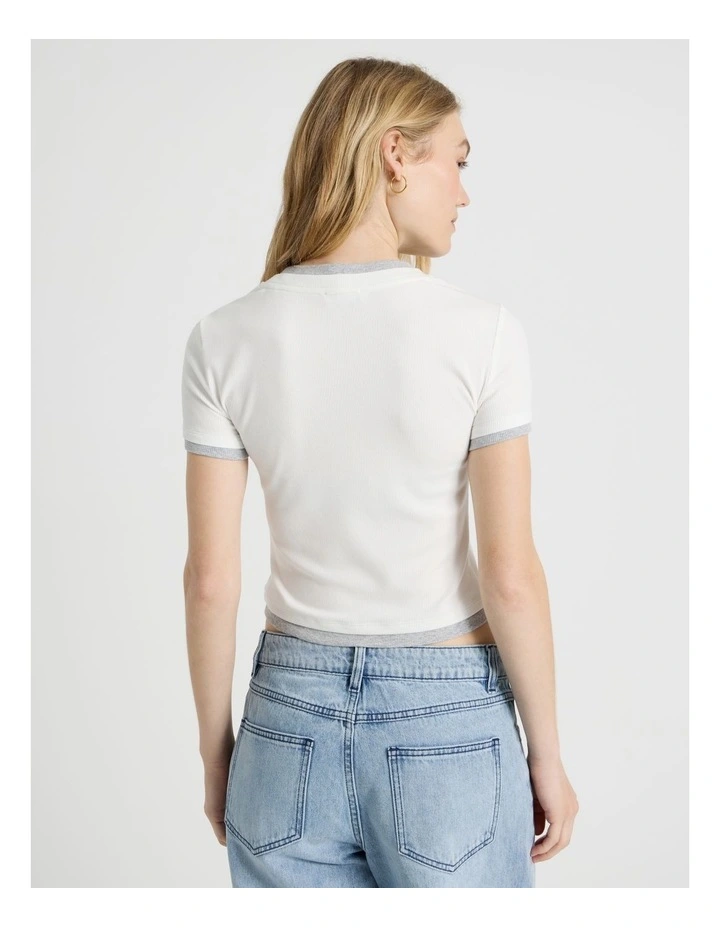 Double Layer Tee in Snow White and Grey Marle image 5