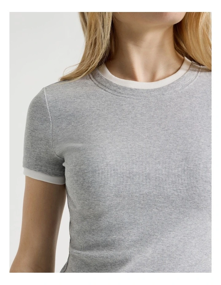 Double Layer Tee in Grey Marle and Snow White image 4