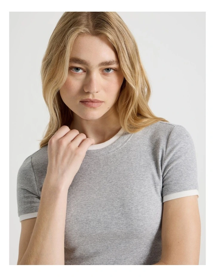 Double Layer Tee in Grey Marle and Snow White image 5