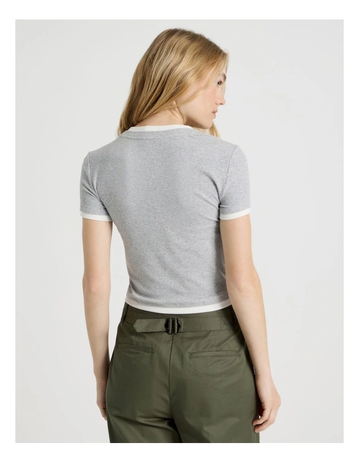 Double Layer Tee in Grey Marle and Snow White image 6