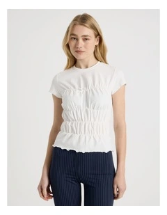 Smocked Tee in Snow White
