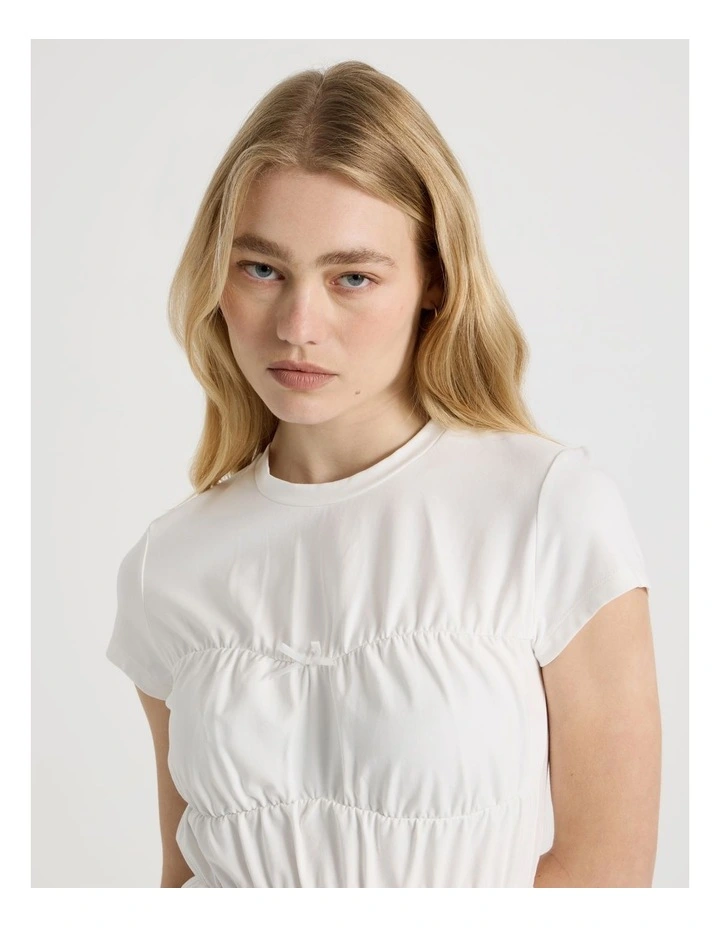 Smocked Tee in Snow White image 4