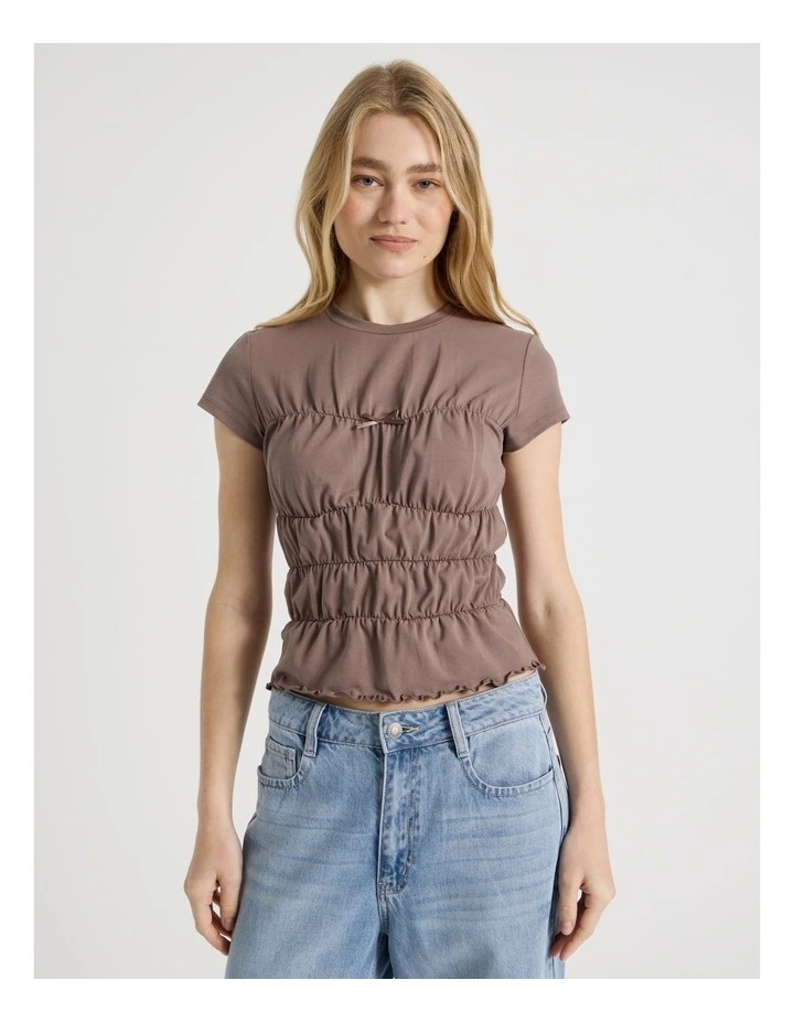 Smocked Tee in Bracken image 1