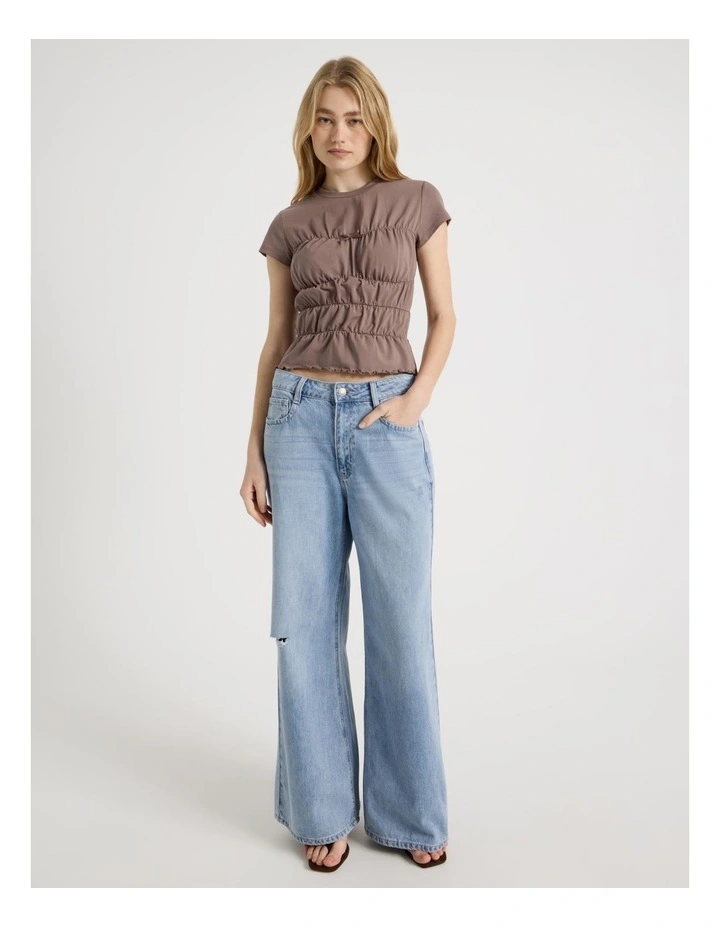 Smocked Tee in Bracken image 2