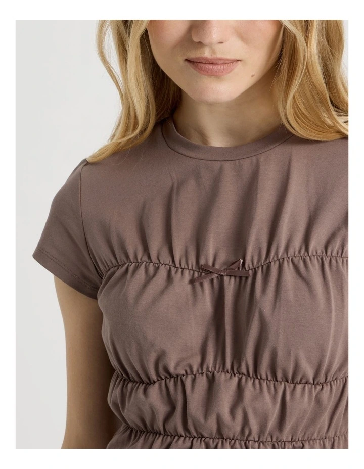 Smocked Tee in Bracken image 3