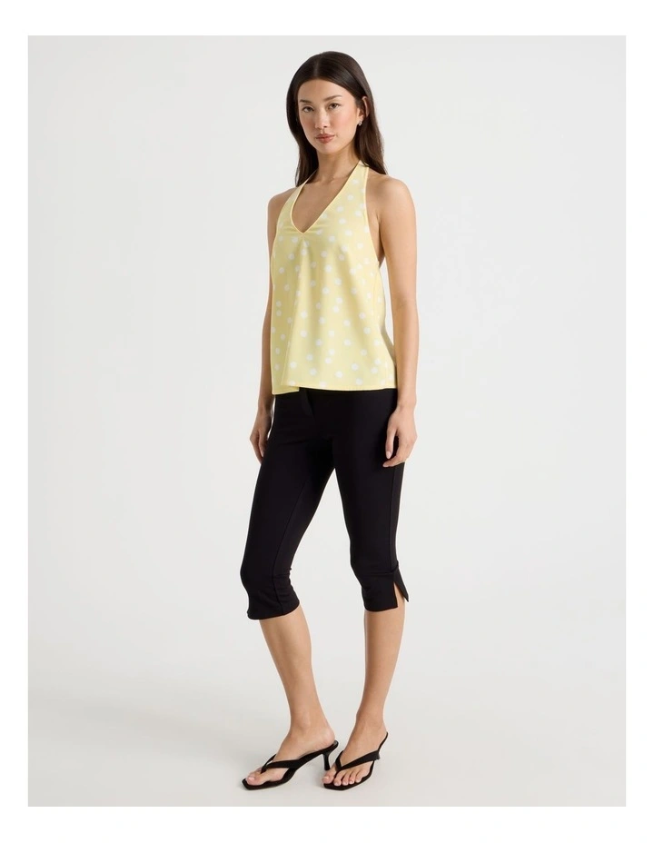 Sleeveless Halter Top in Yellow and White Spot image 4