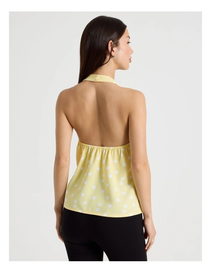 Sleeveless Halter Top in Yellow and White Spot image 6