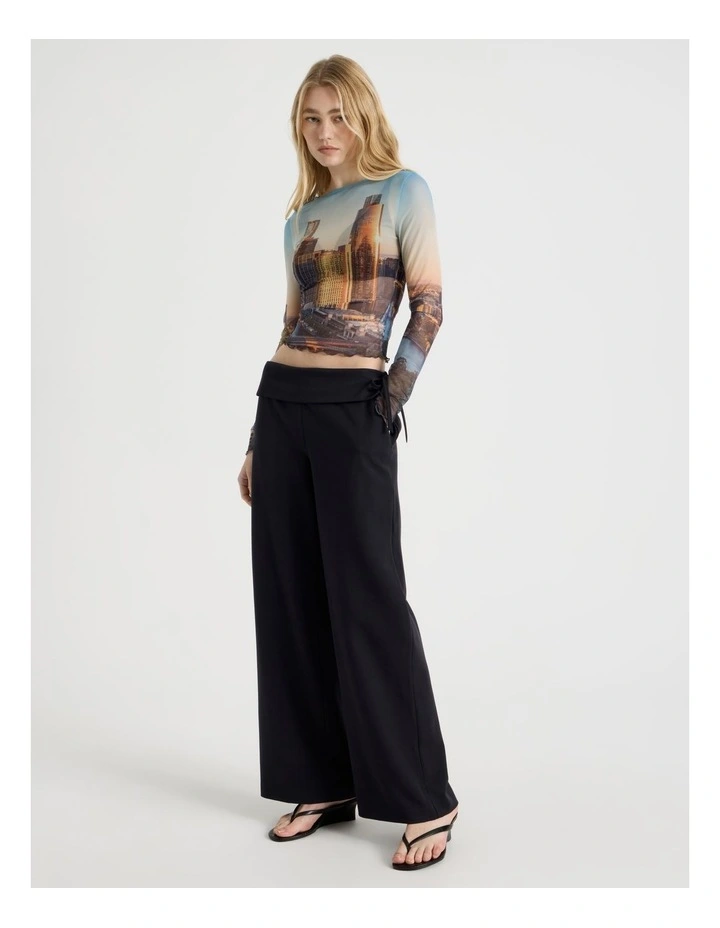 Mesh Long Sleeve Tee in City Print image 2