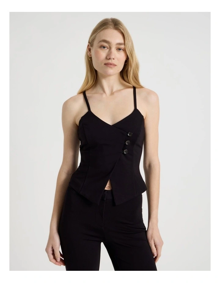 Asymmetric Singlet Vest in Jet Black image 1