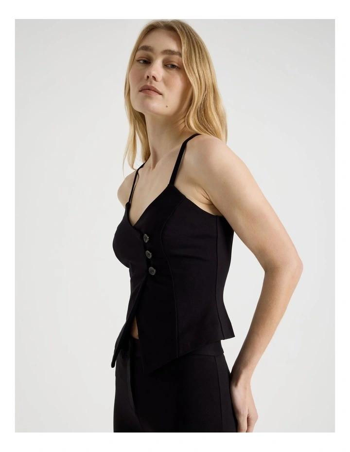 Asymmetric Singlet Vest in Jet Black image 4