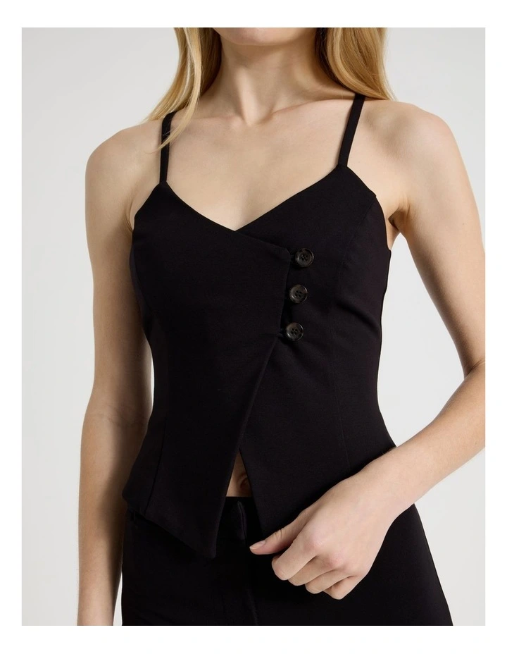 Asymmetric Singlet Vest in Jet Black image 5