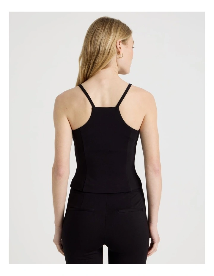 Asymmetric Singlet Vest in Jet Black image 6