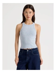 Washed Rib Tank in Blue