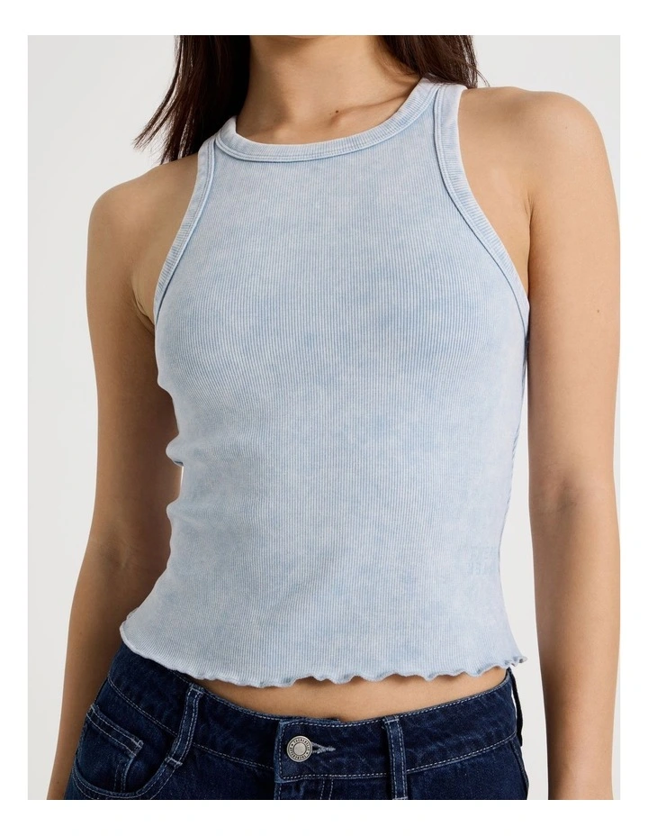 Washed Rib Tank in Blue image 2