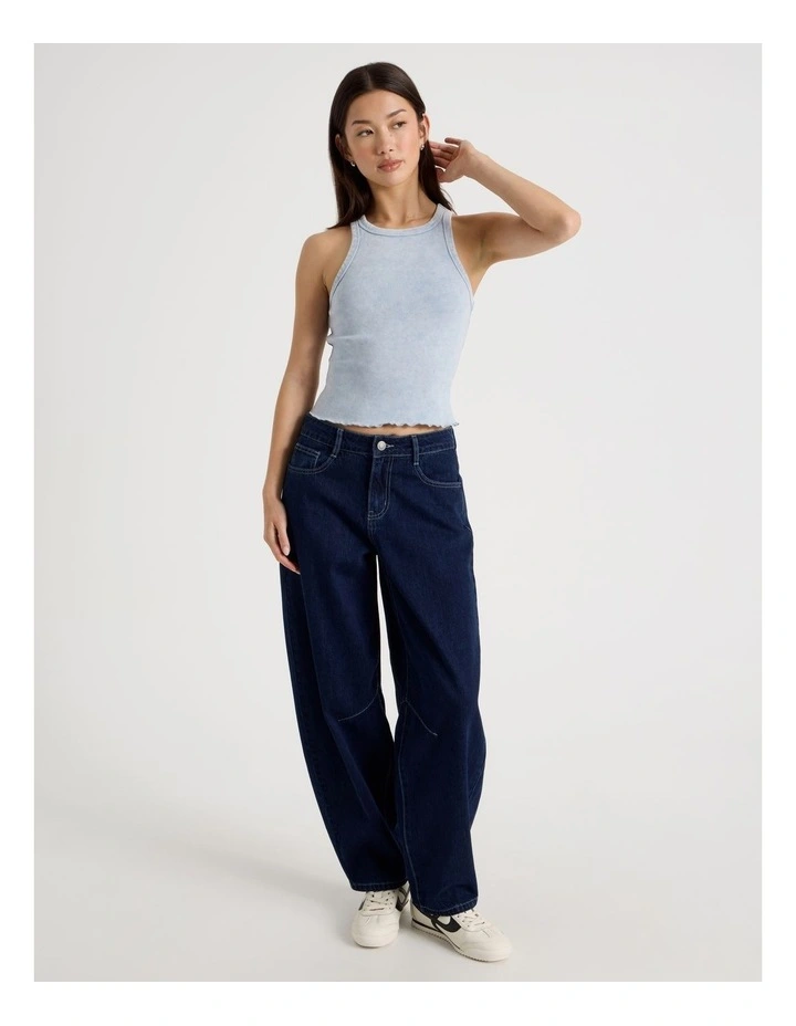 Washed Rib Tank in Blue image 3