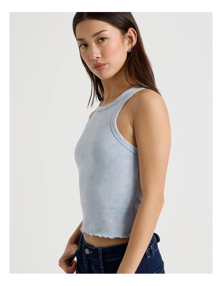Washed Rib Tank in Blue image 4