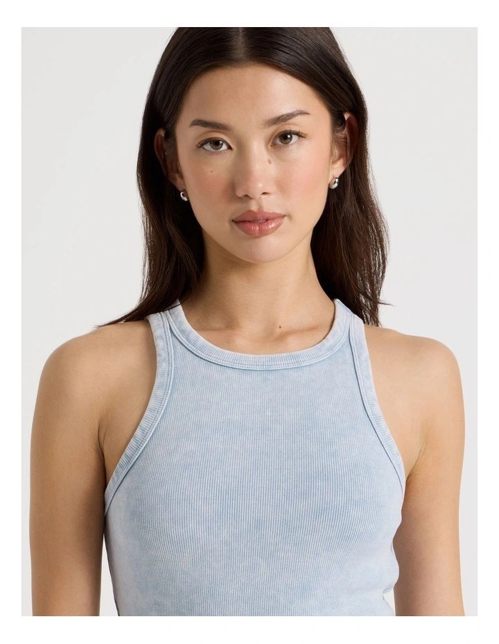 Washed Rib Tank in Blue image 5