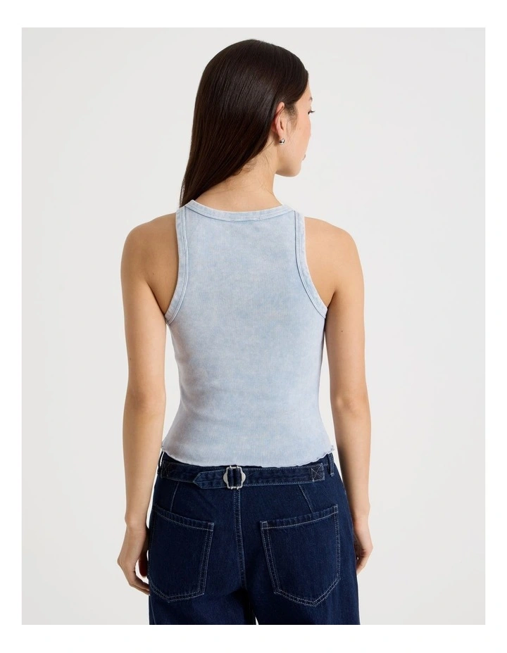 Washed Rib Tank in Blue image 6