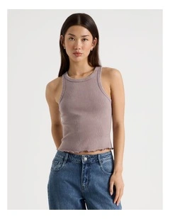 Washed Rib Tank in Deep Taupe