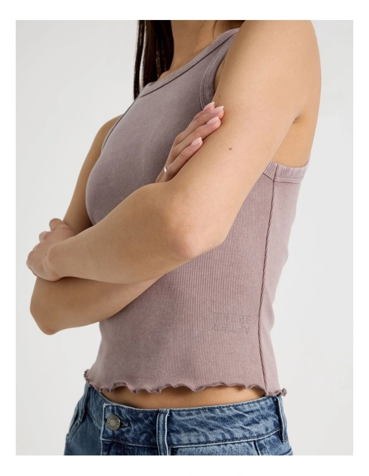 Washed Rib Tank in Deep Taupe image 2