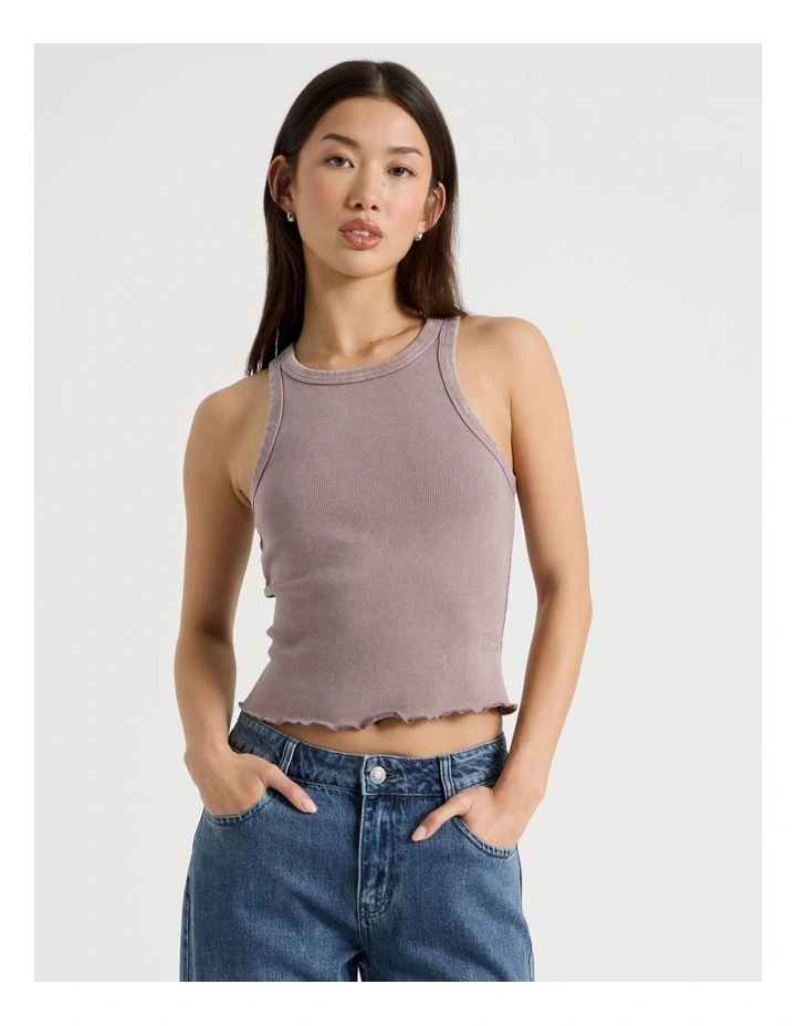 Washed Rib Tank in Deep Taupe image 4
