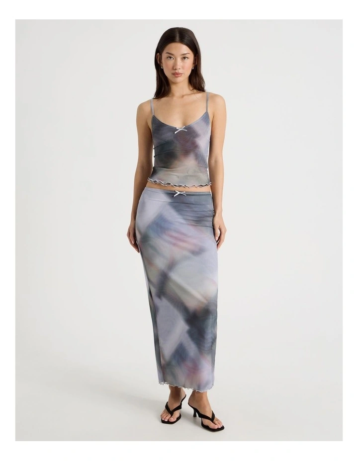 Mesh Camisole in Check Print image 3