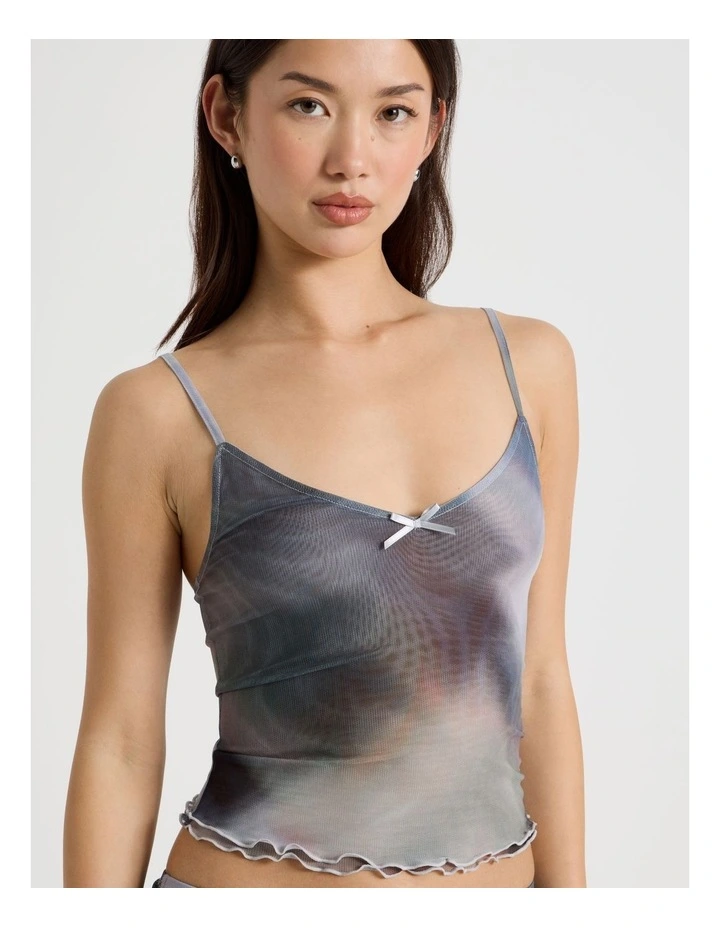 Mesh Camisole in Check Print image 4