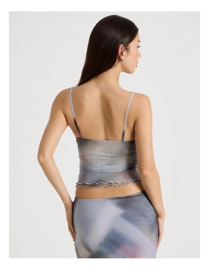 Mesh Camisole in Check Print image 5