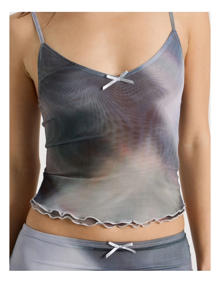 Mesh Camisole in Check Print image 6
