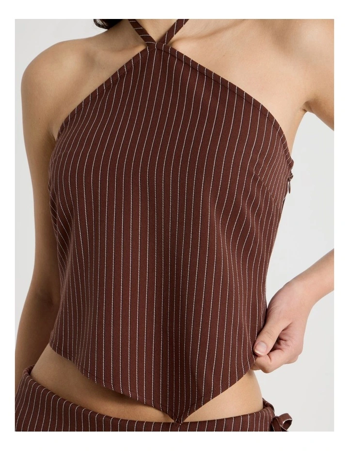 Hanky Halter Top in Sepia and Potpourri Pink Stripe image 3