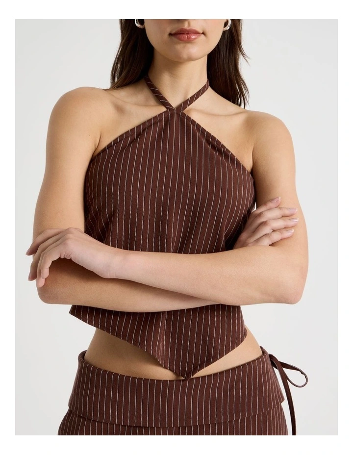 Hanky Halter Top in Sepia and Potpourri Pink Stripe image 5