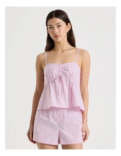 Ruched Front Camisole in Red Stripe