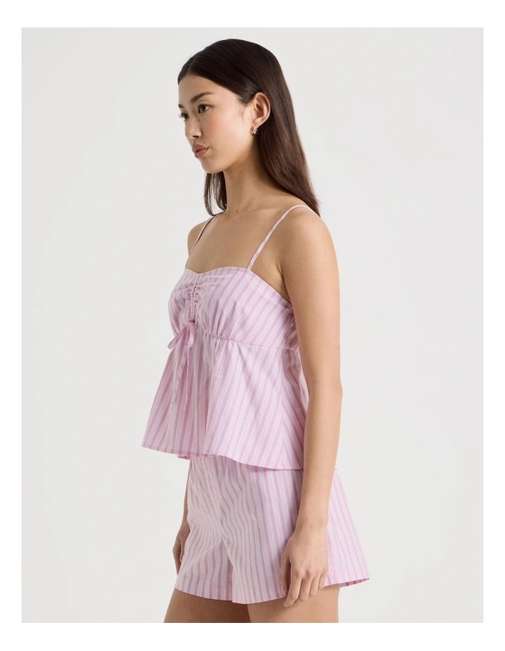 Ruched Front Camisole in Red Stripe image 3