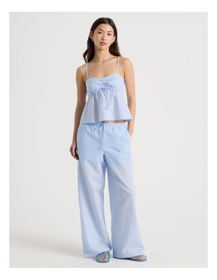 Ruched Front Camisole in Blue Gingham image 1