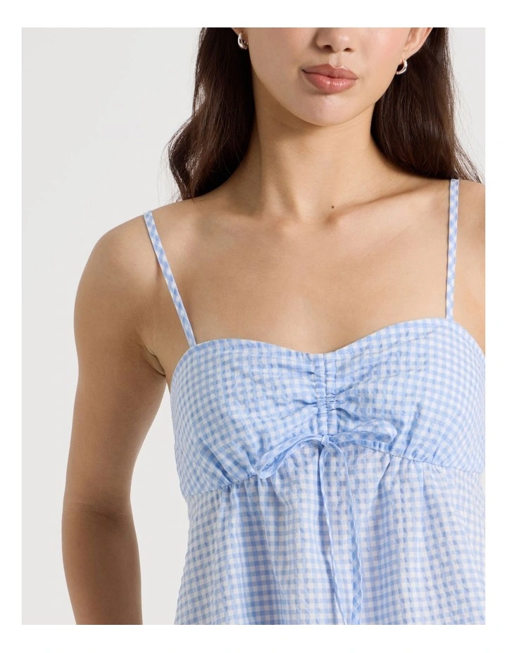 Ruched Front Camisole in Blue Gingham image 3